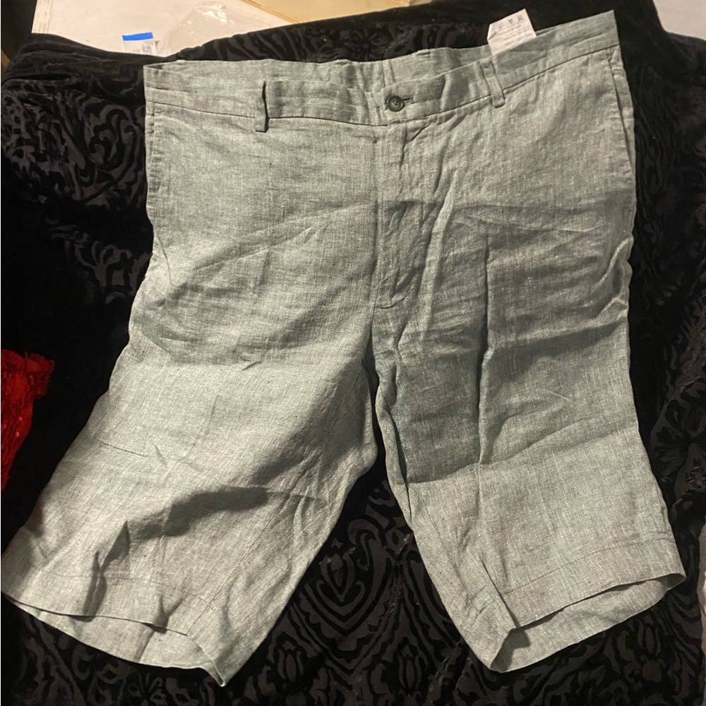 Italian 100% linen Women's Gray Shorts